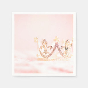 Roze en Zilveren Prinsessenkroon Servet