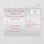 Roze en zilveren R.S.V.P. Briefkaart (Achterkant)