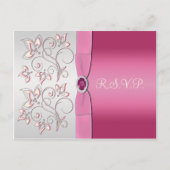 Roze en zilveren R.S.V.P. Briefkaart (Voorkant)