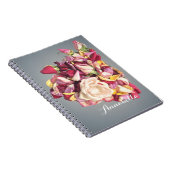 Roze en Zilveren Rose Boeket gepersonaliseerde naa Notitieboek (Rechterzijde)