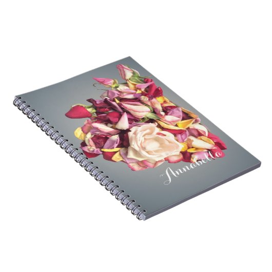 Roze en Zilveren Rose Boeket gepersonaliseerde naa Notitieboek (Rechterzijde)