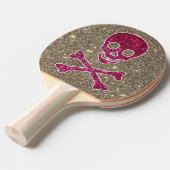 Roze en zilveren schedel Glitter Ping Pong Paddle Tafeltennisbatje (Voorkant Gekanteld)