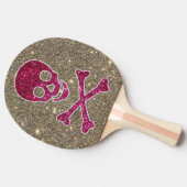 Roze en zilveren schedel Glitter Ping Pong Paddle Tafeltennisbatje (Zijkant)