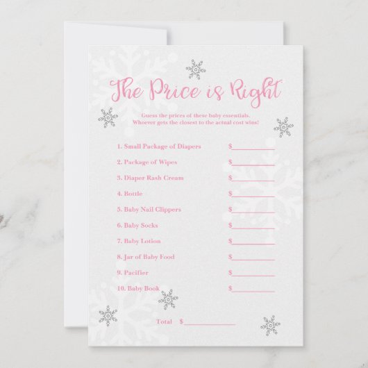 Roze en Zilveren Sneeuwvlok The Price is Right Spe Kaart (Voorkant)