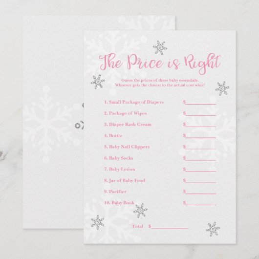 Roze en Zilveren Sneeuwvlok The Price is Right Spe Kaart (Voorkant / Achterkant)
