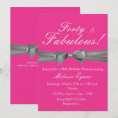 Roze en zilveren strik feestelijke evenementen uit kaart (Voorkant / Achterkant)