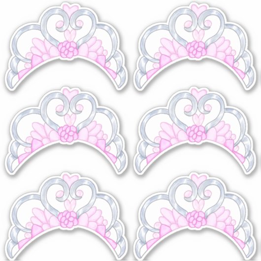 Roze en Zilveren Tiara Sticker Blad (Voorkant)