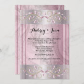 Roze en zilveren trouwuitnodiging kaart (Voorkant / Achterkant)