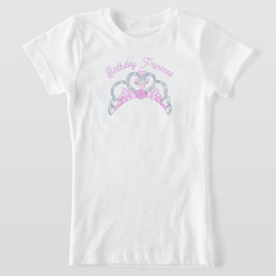 Roze en Zilveren Verjaardag Prinses Tiara T-shirt