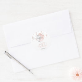 Roze en Zilveren Verjaardag Ronde Sticker