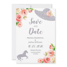 Roze en zilveren Vrijgezellenfeest Save The Date