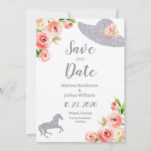 Roze en zilveren Vrijgezellenfeest Save The Date Kaart (Voorkant)