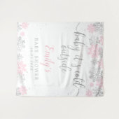 Roze en zilveren winter sneeuwvlokken meisje baby  wandkleed (Voorkant (horizontaal))