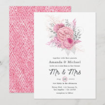 Roze en zilverkleurige geometrische Floral Wedding