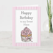 Roze en zilverkleurige perskoeken | Happy Birthday Kaart (Voorkant)