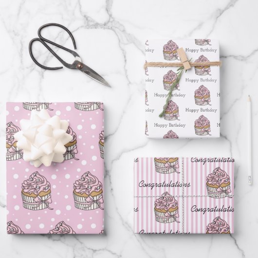 Roze en zilverkoekjes inpakpapier vel (Voorkant)