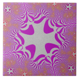 Roze en zilverkruis tegeltje