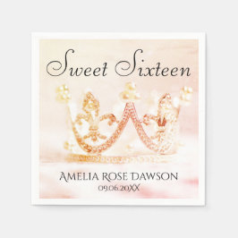 Roze en zilverprinses Crown Sweet Sixteen Napki Servet