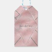 Roze en zilversatin Sparkle Glam Chic Party Favor Cadeaulabel (Voorkant)