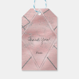 Roze en zilversatin Sparkle Glam Chic Party Favor Cadeaulabel