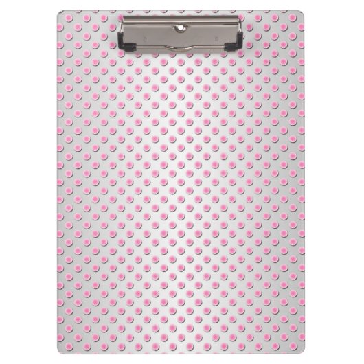 Roze en zilverwit stippenpatroon klembord (Voorkant)