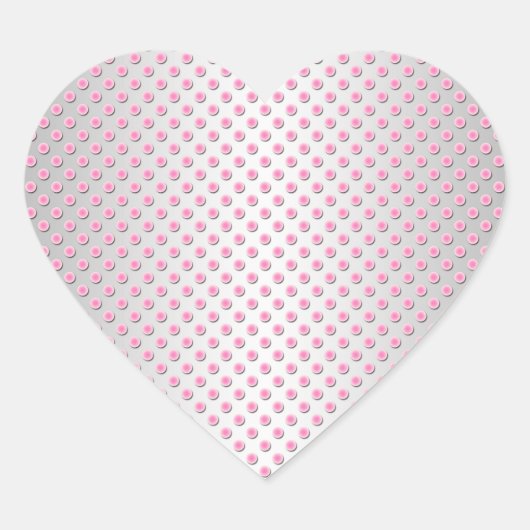 Roze en zilverwitte stippenpatroon hart sticker (Voorkant)