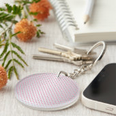 Roze en zilverwitte stippenpatroon sleutelhanger (Voorkant Rechts)