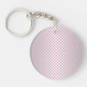Roze en zilverwitte stippenpatroon sleutelhanger (Voorkant)