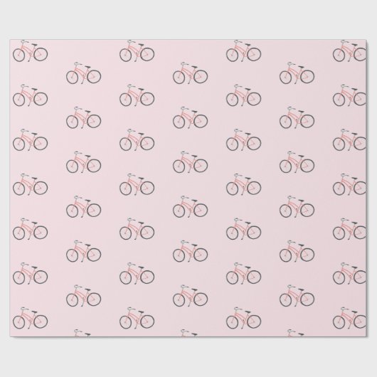 Roze en zoete fietsen op pastelzwart verpakkingspa cadeaupapier (Vlak)