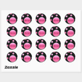 Roze en Zwart 1,5"Ronde Dank u Sticker (Vel)