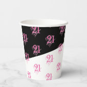 roze en zwart 21ste verjaardag papieren bekers (Achterkant)