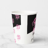 roze en zwart 21ste verjaardag papieren bekers (Rechts)