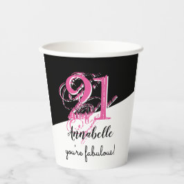 roze en zwart 21ste verjaardag papieren bekers
