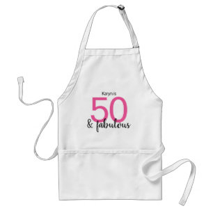Roze en zwart 50 en Fabulous 50th Birthday Standaard Schort
