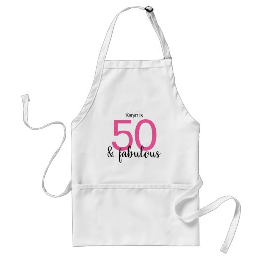 Roze en zwart 50 en Fabulous 50th Birthday Standaard Schort (Voorkant)