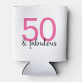 Roze en zwart 50 en Fabulous Birthday Blikjeskoeler (Voorkant)