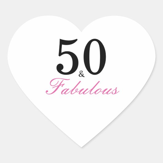 Roze en Zwart 50 en Fabulous Verjaardag Classic Ro Hart Sticker (Voorkant)
