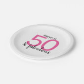 Roze en zwart 50 en Fabulous Woman's Birthday Papieren Bordje (Gekanteld)