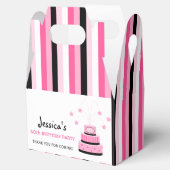 Roze en Zwart 60e verjaardag Cake Party Favor Box Bedankdoosjes (Geopend)