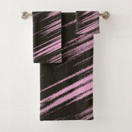 Roze en Zwart abstract Bad Handdoek