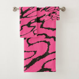 Roze en Zwart abstract Bad Handdoek