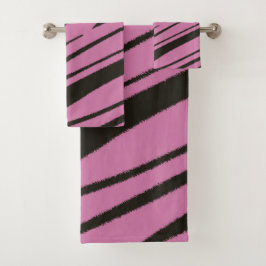 Roze en Zwart abstract Bad Handdoek
