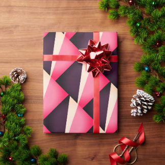 Roze en zwart abstract geometrisch patroon cadeaupapier