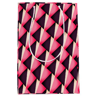 Roze en zwart abstract geometrisch patroon medium cadeauzakje