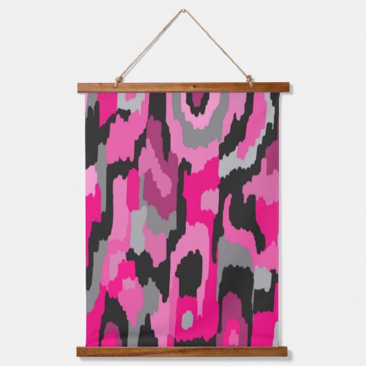 Roze en zwart Abstract Hangend Wandkleed (Voorkant)