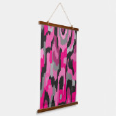 Roze en zwart Abstract Hangend Wandkleed (Gebogen)