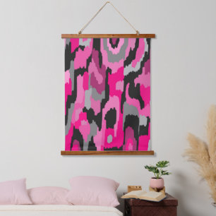 Roze en zwart Abstract Hangend Wandkleed