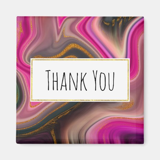 Roze en zwart Abstract met Gold Swirls Hartelijk d Magneet (Voorkant)