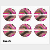 Roze en zwart Abstract met Gold Swirls Hartelijk d Ronde Sticker (Vel)