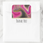 Roze en zwart Abstract met Gold Swirls Hartelijk d Vierkante Sticker (Tas)